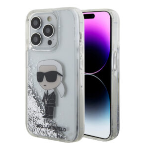 Karl Lagerfeld iPhone 15 Pro Cases hoesje - Liquid Glitter - Transparant - productfoto