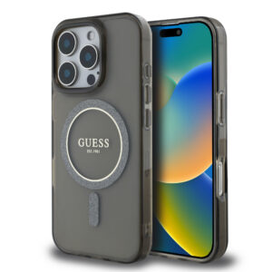 GUESS iPhone 16 Pro hoesje Magsafe IML Glitter - Zwart - productfoto