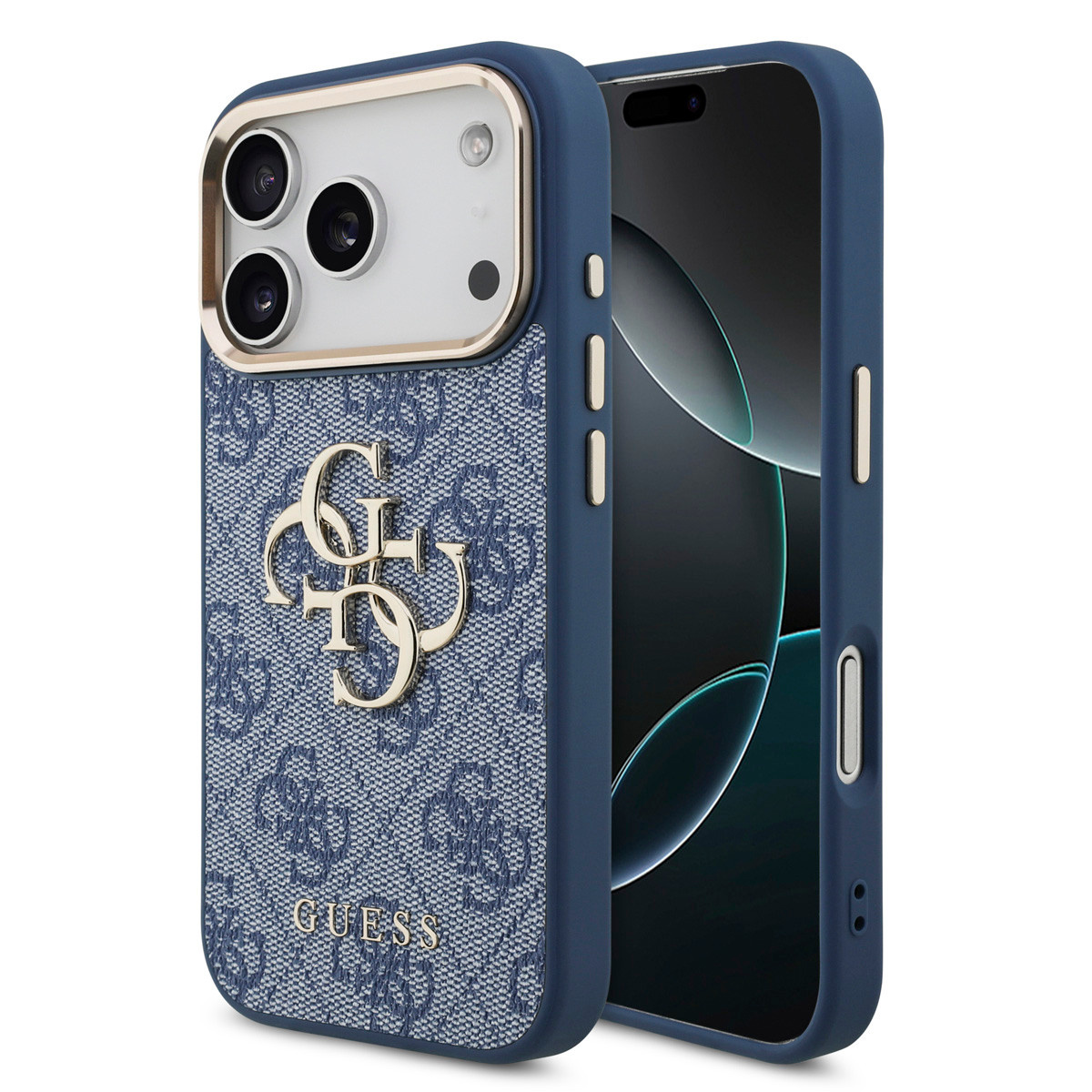 GUESS iPhone 18 Pro hoesje - HC 4G PU With Big 4G Classic Logo GD - Blauw - productfoto