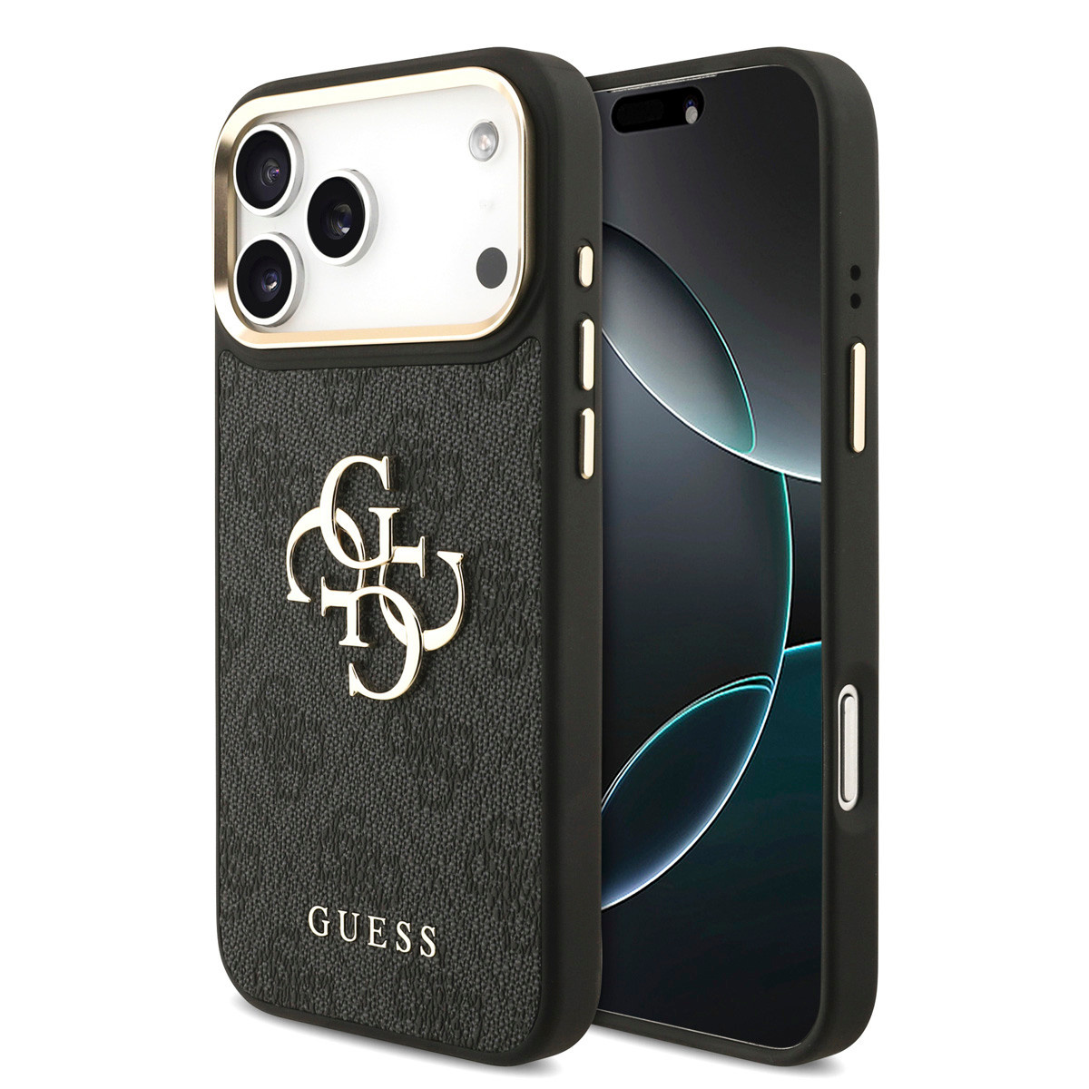 GUESS iPhone 18 Pro Max hoesje - HC 4G PU With Big 4G Classic Logo GD - Zwart - productfoto
