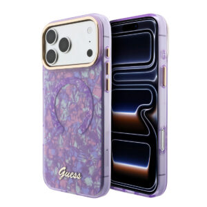 GUESS iPhone 17 Pro Max hoesje - HC Magsafe IML Shell Script Metal - Paars - productfoto