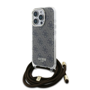 GUESS iPhone 16 Pro Max hoesje Crossbody cord 4G - Bruin - productfoto