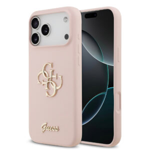 GUESS iPhone 17 Pro Max hoesje - HC Silicone With Big 4G Script - Roze - productfoto