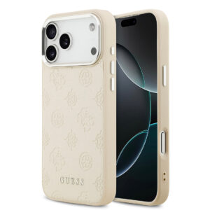 GUESS iPhone 17 Pro Max hoesje - HC Magsafe PU With Peony Hot Stamp Script - Beige - productfoto