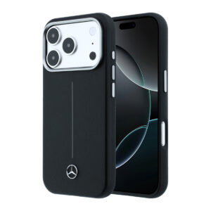 Mercedes-Benz iPhone 18 Pro hoesje - HC Magsafe PU Semi Wrap With Iconic Line - Zwart - productfoto