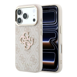 GUESS iPhone 18 Pro Max hoesje - HC 4G PU & Big Resin Logo - Roze - productfoto