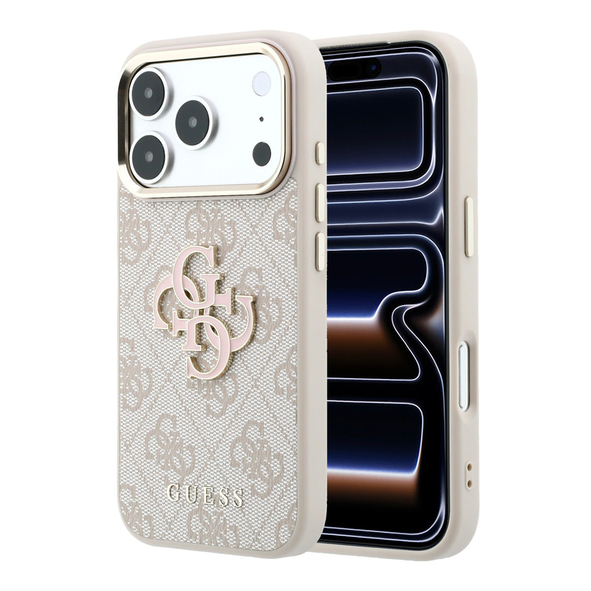 GUESS iPhone 18 Pro Max hoesje - HC 4G PU & Big Resin Logo - Roze - productfoto