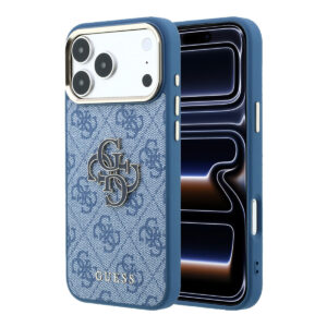 GUESS iPhone 18 Pro hoesje - HC 4G PU & Big Resin Logo - Lichtblauw - productfoto