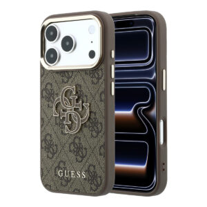 GUESS iPhone 18 Pro Max hoesje - HC 4G PU & Big Resin Logo - Bruin - productfoto