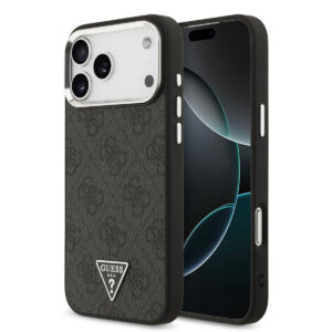 GUESS iPhone 17 Pro Max hoesje - HC Magsafe 4G PU With Triangle Logo SL - Zwart - productfoto