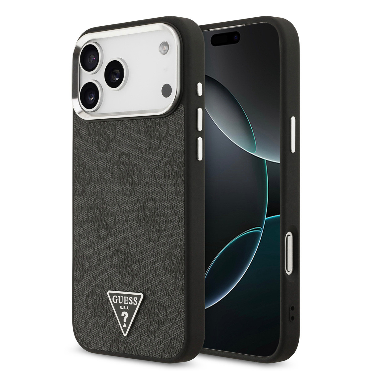 GUESS iPhone 17 Pro Max hoesje - HC Magsafe 4G PU With Triangle Logo SL - Zwart - productfoto