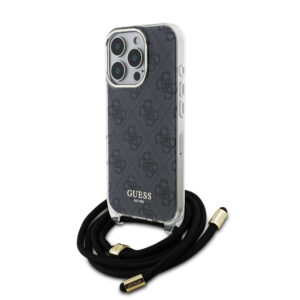GUESS iPhone 16 Pro hoesje Crossbody cord 4G - Zwart - productfoto