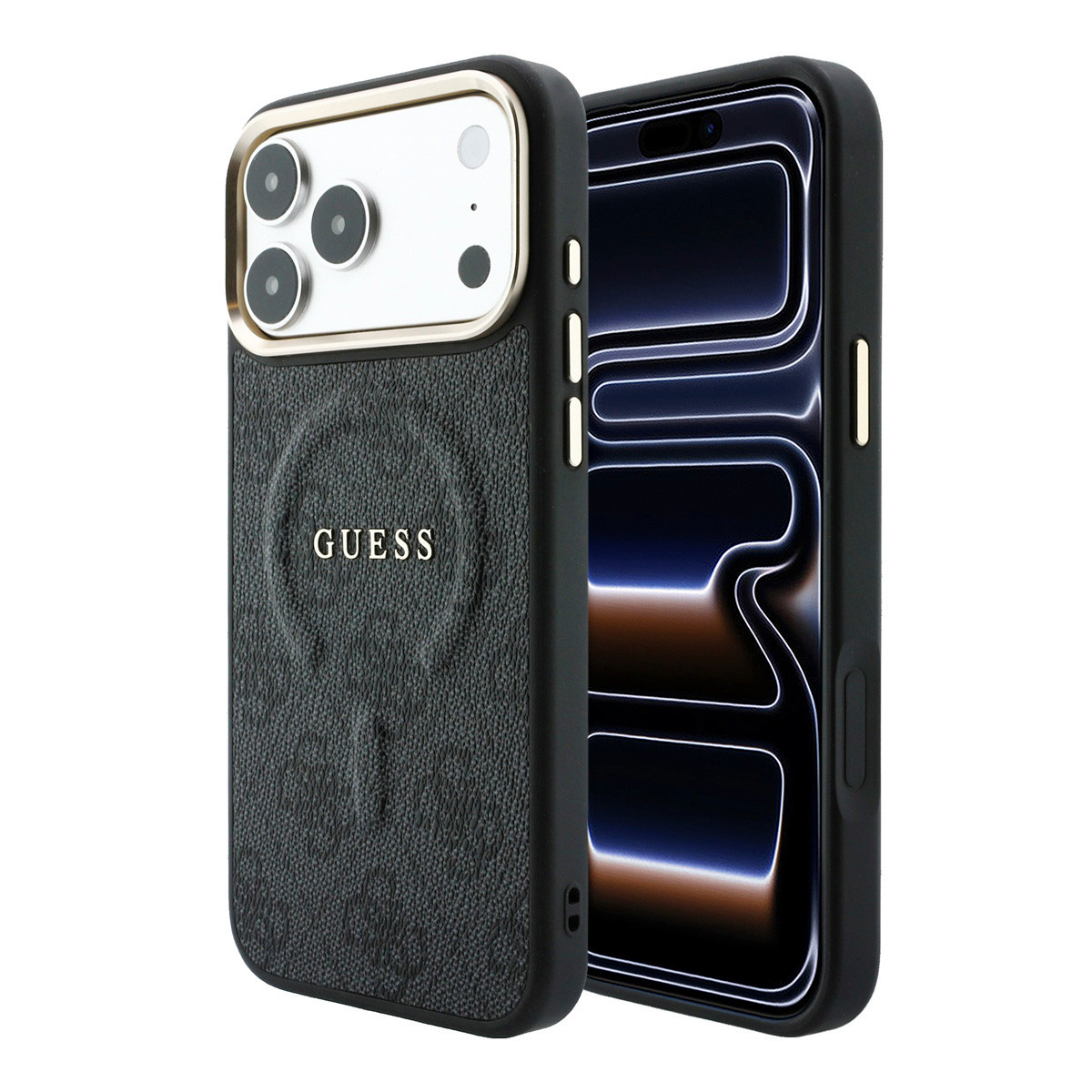 GUESS iPhone 18 Pro Max hoesje - HC Magsafe EMBossed 4G PU With Classic - Zwart - productfoto