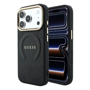 GUESS iPhone 18 Pro Max hoesje - HC Magsafe Saffiano HS Peony & Ring - Zwart - productfoto