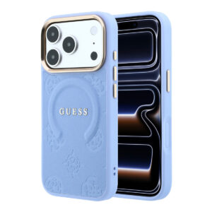 GUESS iPhone 18 Pro Max hoesje - HC Magsafe Saffiano HS Peony & Ring - Lichtblauw - productfoto