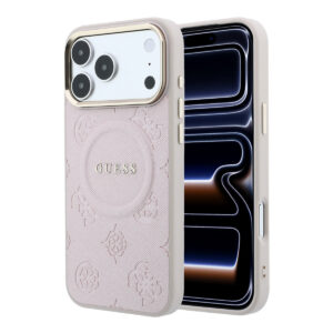 GUESS iPhone 17 Pro Max hoesje - HC Magsafe PU With Peony Hot Stamp - Roze - productfoto