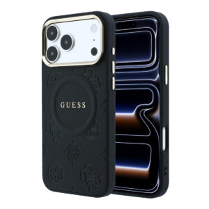 GUESS iPhone 17 Pro Max hoesje - HC Magsafe PU With Peony Hot Stamp - Zwart - productfoto