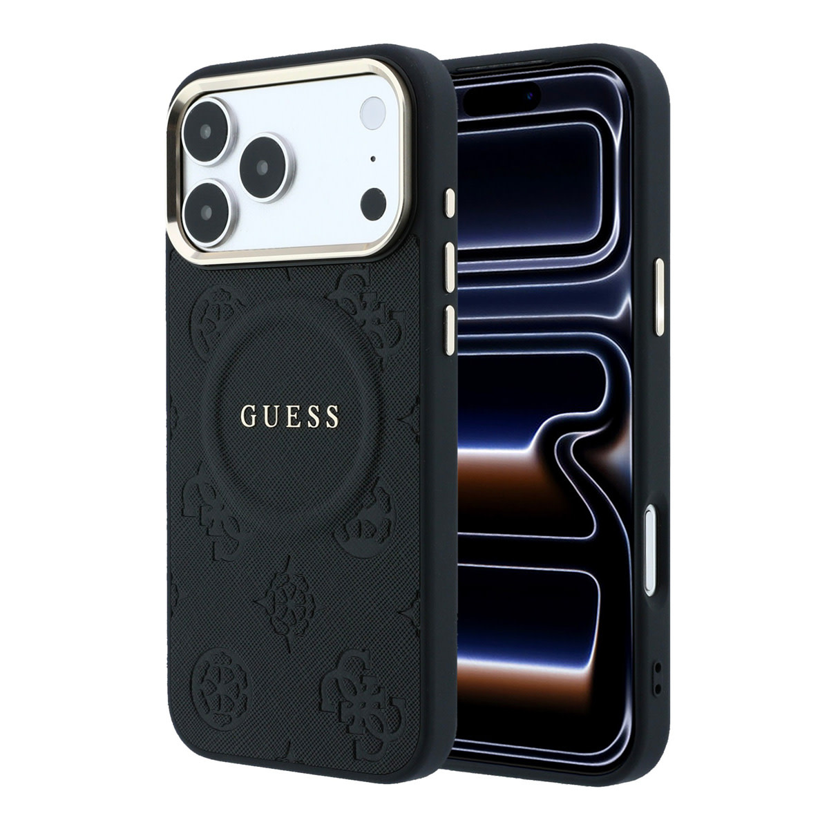 GUESS iPhone 17 Pro Max hoesje - HC Magsafe PU With Peony Hot Stamp - Zwart - productfoto