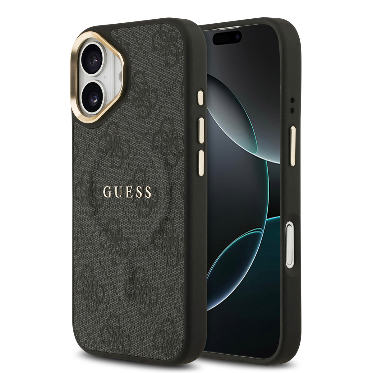 GUESS iPhone 16 hoesje - HC Magsafe 4G PU With Classic - Zwart - productfoto