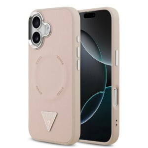 GUESS iPhone 17 hoesje - HC Magsafe PU With Triangle Logo Pink - Roze - productfoto