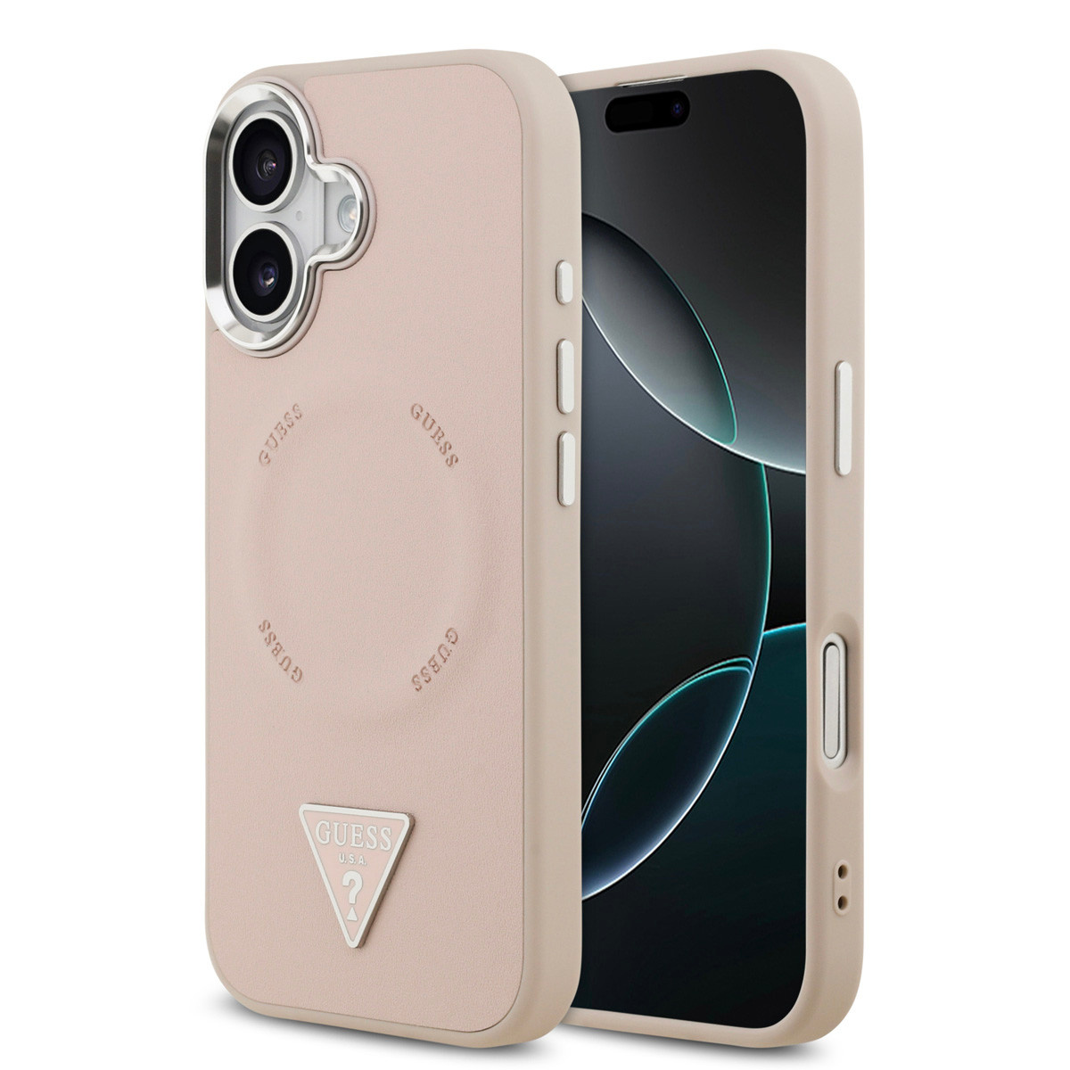 GUESS iPhone 17 hoesje - HC Magsafe PU With Triangle Logo Pink - Roze - productfoto