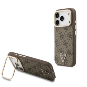 GUESS iPhone 17 Pro Max hoesje - HC Magsafe 4G PU With Triangle Logo & Stand Camera - Bruin - productfoto