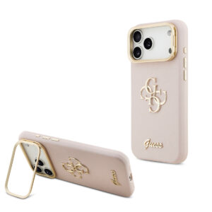 GUESS iPhone 17 Pro Max hoesje - HC Grained PU Big 4G & Stand Camera - Roze - productfoto