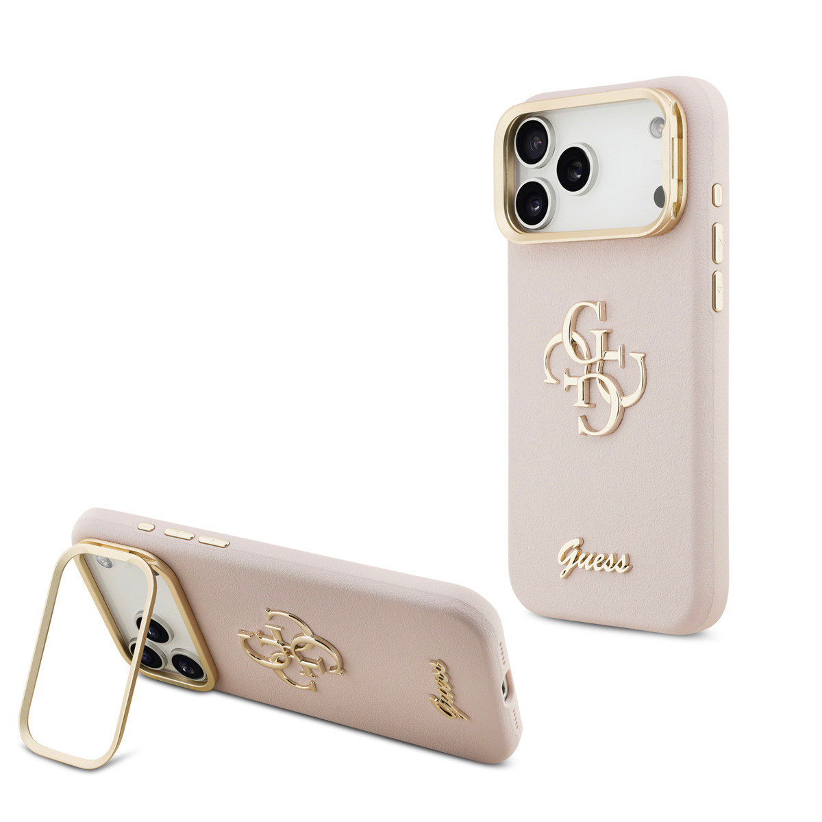 GUESS iPhone 17 Pro Max hoesje - HC Grained PU Big 4G & Stand Camera - Roze - productfoto