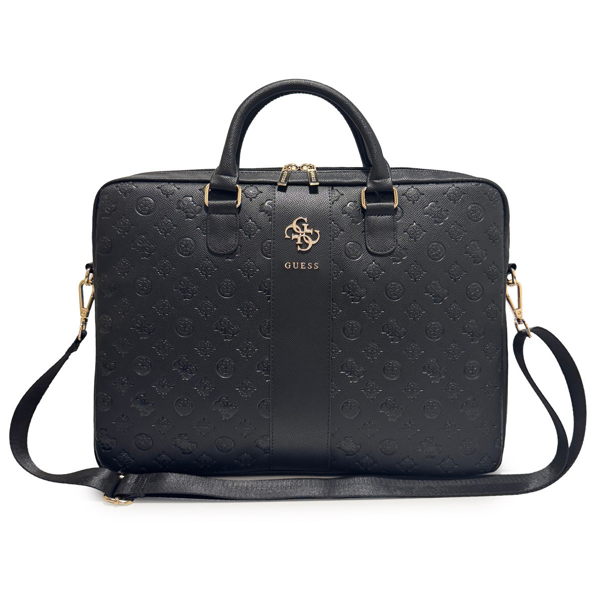 GUESS laptoptas - Computer Bag Peony PU 4G & Classic Logos Stripe 16 inch - Zwart - productfoto