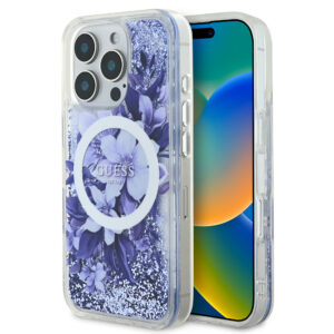 GUESS iPhone 16 Pro Max hoesje Magsafe Liquid Glitter - Paars - productfoto