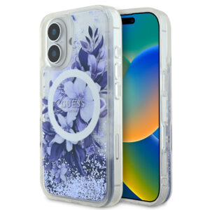 GUESS iPhone 16 hoesje Magsafe Liquid Glitter - Paars - productfoto