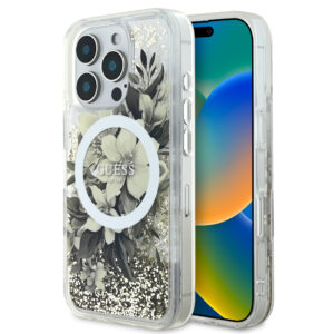 GUESS iPhone 16 Pro hoesje Magsafe Liquid Glitter - Beige - productfoto