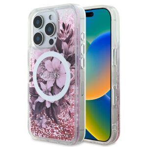GUESS iPhone 16 Pro Max hoesje Magsafe Liquid Glitter - Roze - productfoto