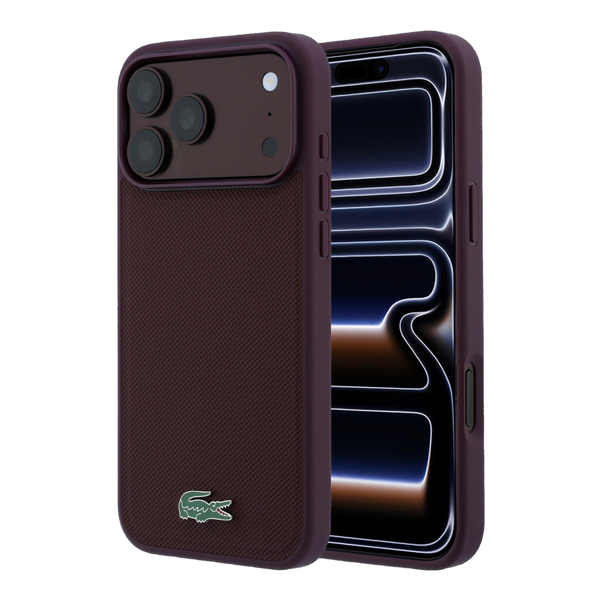 Lacoste iPhone 18 Pro Case hard shell - MagSafe - Petit Pique - PVC - lacquered logo Bordeauxrood - productfoto