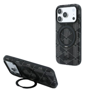 Lacoste iPhone 18 Pro Max Case hard shell - MagSafe - PVC - The Blend - ring stand Zwart - productfoto