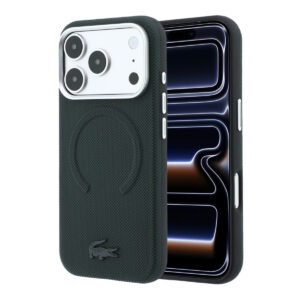 Lacoste iPhone 18 Pro Max Case hard shell - MagSafe - PVC - Petit Pique - embossing Sinople - productfoto