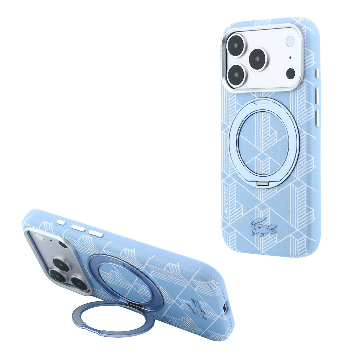 Lacoste iPhone 18 Pro Max Case hard shell - MagSafe - PVC - The Blend - ring stand Lichtblauw - productfoto