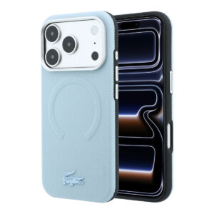 Lacoste iPhone 18 Pro Max Case hard shell - MagSafe - PVC - Petit Pique - embossing Lichtblauw - productfoto