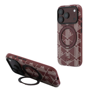 Lacoste iPhone 18 Pro Max Case hard shell - MagSafe - PVC - The Blend - ring stand Bordeauxrood - productfoto