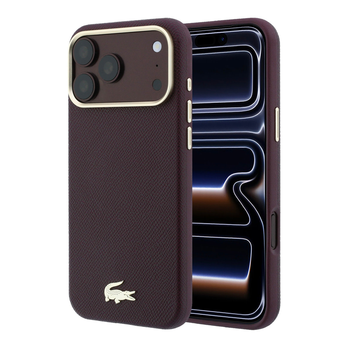 Lacoste iPhone 18 Pro Max Case hard shell - MagSafe - PVC - Champs Elysees - embossing Bordeauxrood - productfoto