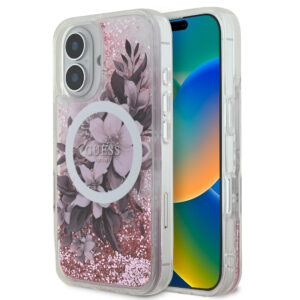GUESS iPhone 16 hoesje Magsafe Liquid Glitter - Roze - productfoto