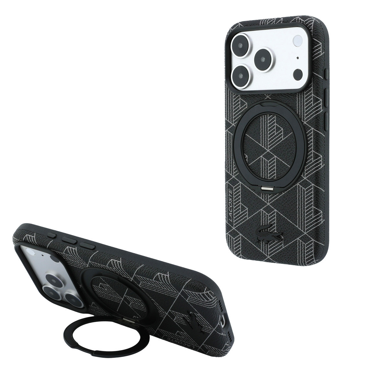Lacoste iPhone 18 Pro Case hard shell - MagSafe - PVC - The Blend - ring stand Zwart - productfoto