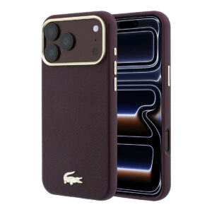Lacoste iPhone 18 Pro Case hard shell - MagSafe - PVC - Champs Elysees - embossing Bordeauxrood - productfoto