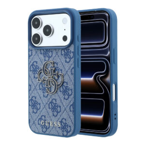GUESS iPhone 18 Pro / iPhone 17 Pro hoesje 4G - PU - hard shell - large resin logo Blauw - productfoto