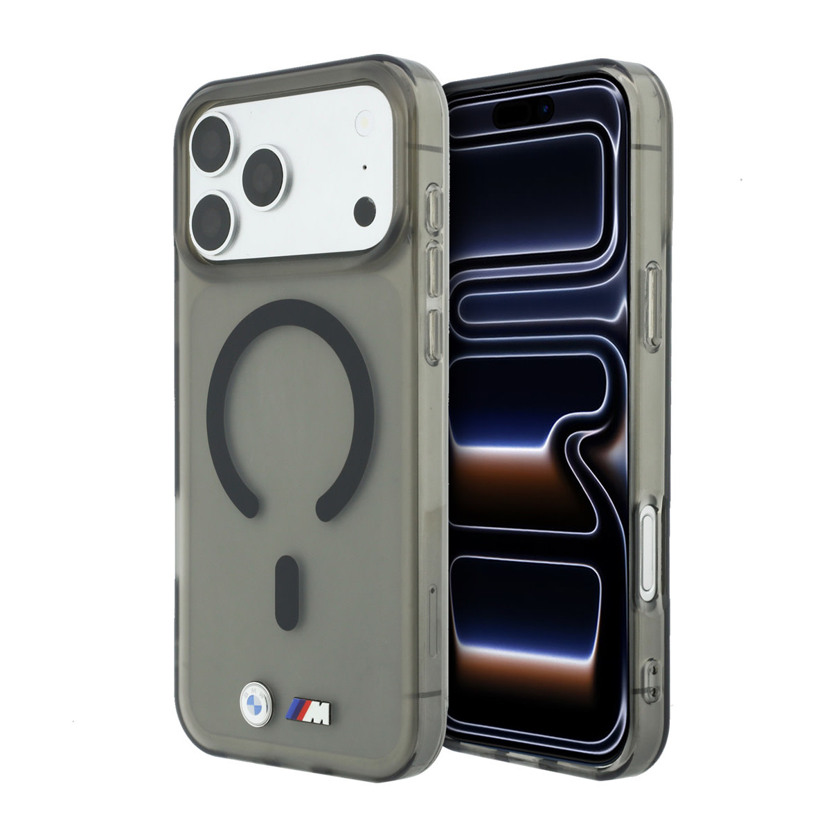BMW iPhone 18 Pro / iPhone 17 Pro hoesje MagSafe - IML - frosted finish - hard shell - metal logos Zwart - productfoto