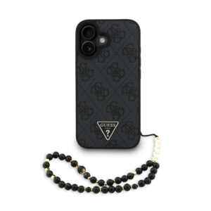 GUESS iPhone 16 hoesje - MagSafe - 4G Triangle Logo With Strap - Roze - productfoto