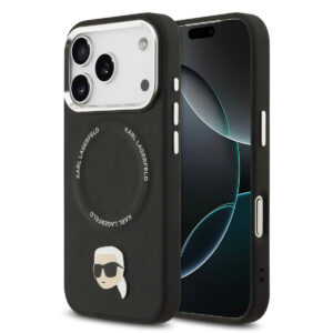 Karl lagerfeld iPhone 17 Pro Max hoesje - MagSafe - K&C Pins - Zwart - productfoto
