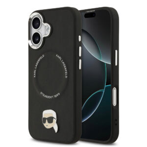 Karl lagerfeld iPhone 17 hoesje - MagSafe - K&C Pins - Zwart - productfoto