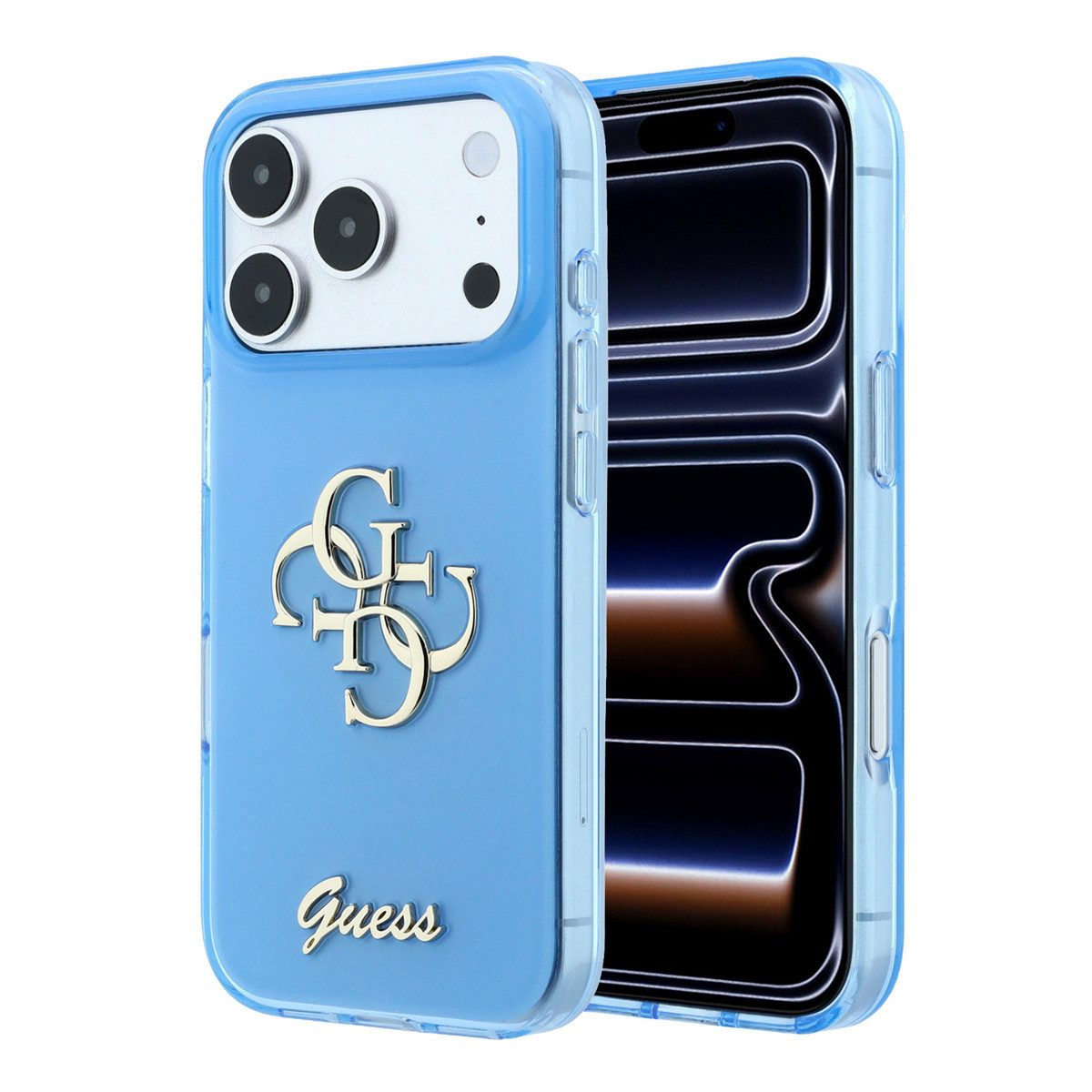 GUESS iPhone 18 Pro Case - IML - 4G - hard shell - script metal logo - Lichtblauw - productfoto
