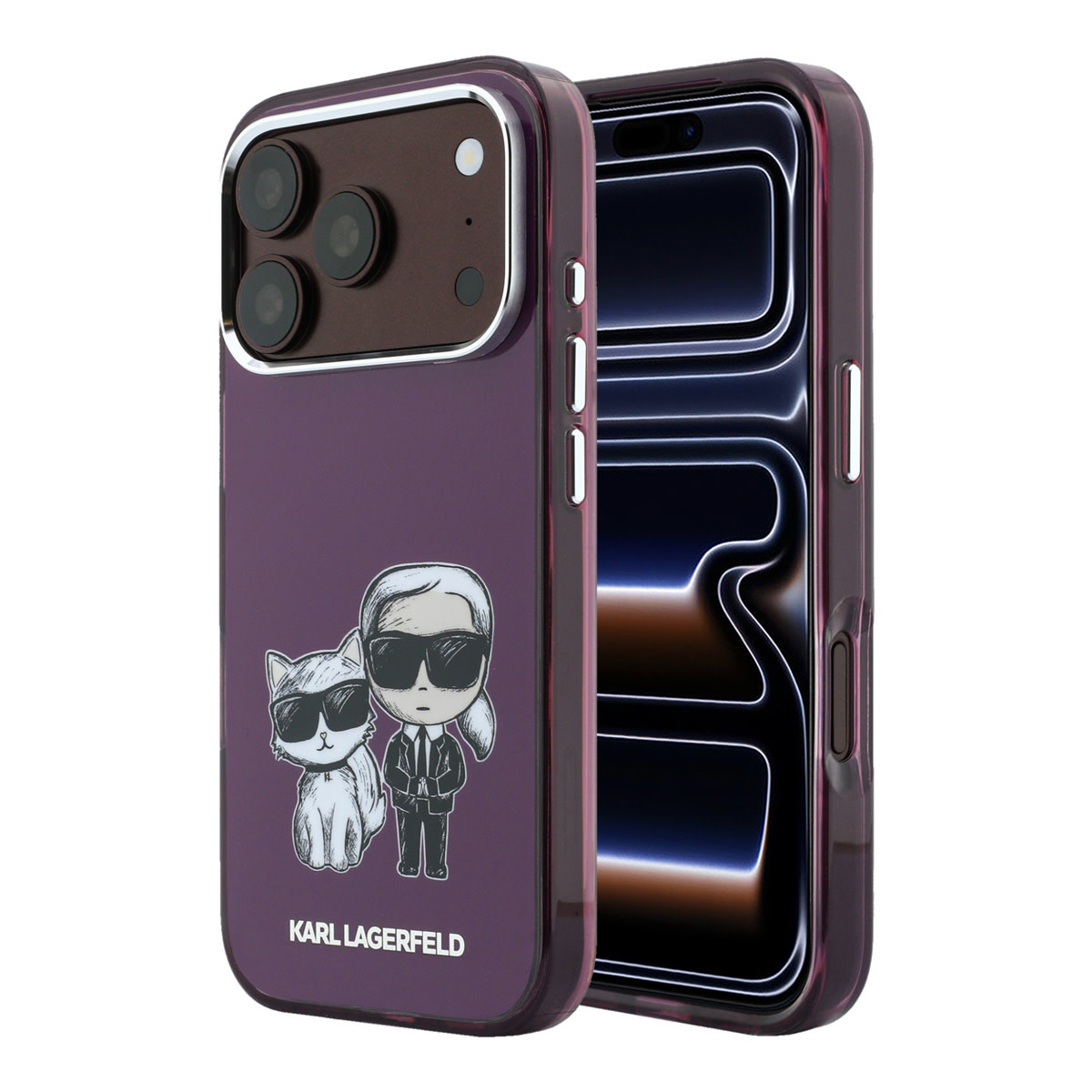 Karl iPhone 18 Pro Max Case hard shell - MagSafe - IML - KC Bodies Sketch print Bordeauxrood - productfoto